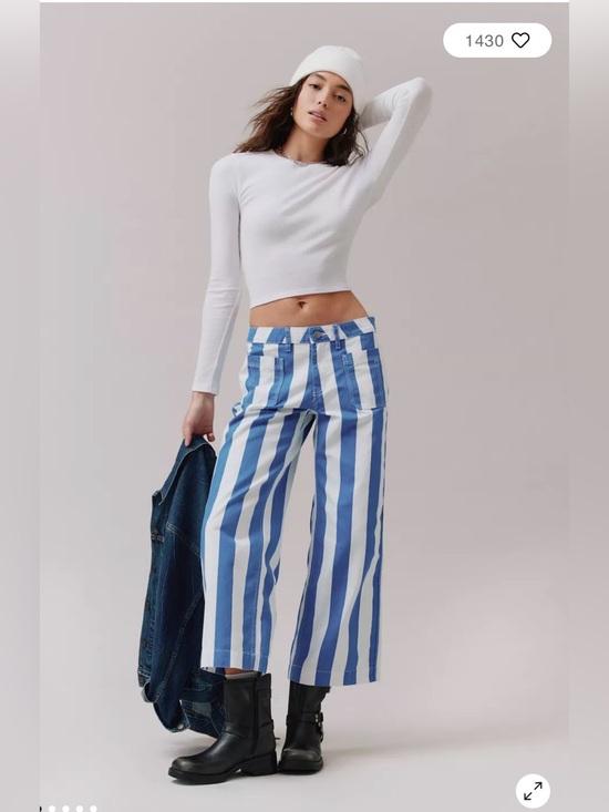 Urban Outfitters Pants - Urban Outfitters BDG Eva Canvas Wide Leg Crop Pant Blue Striped Pants Size 27